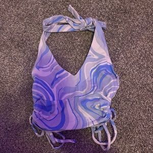 Hollister blue swirly halter neck tank top